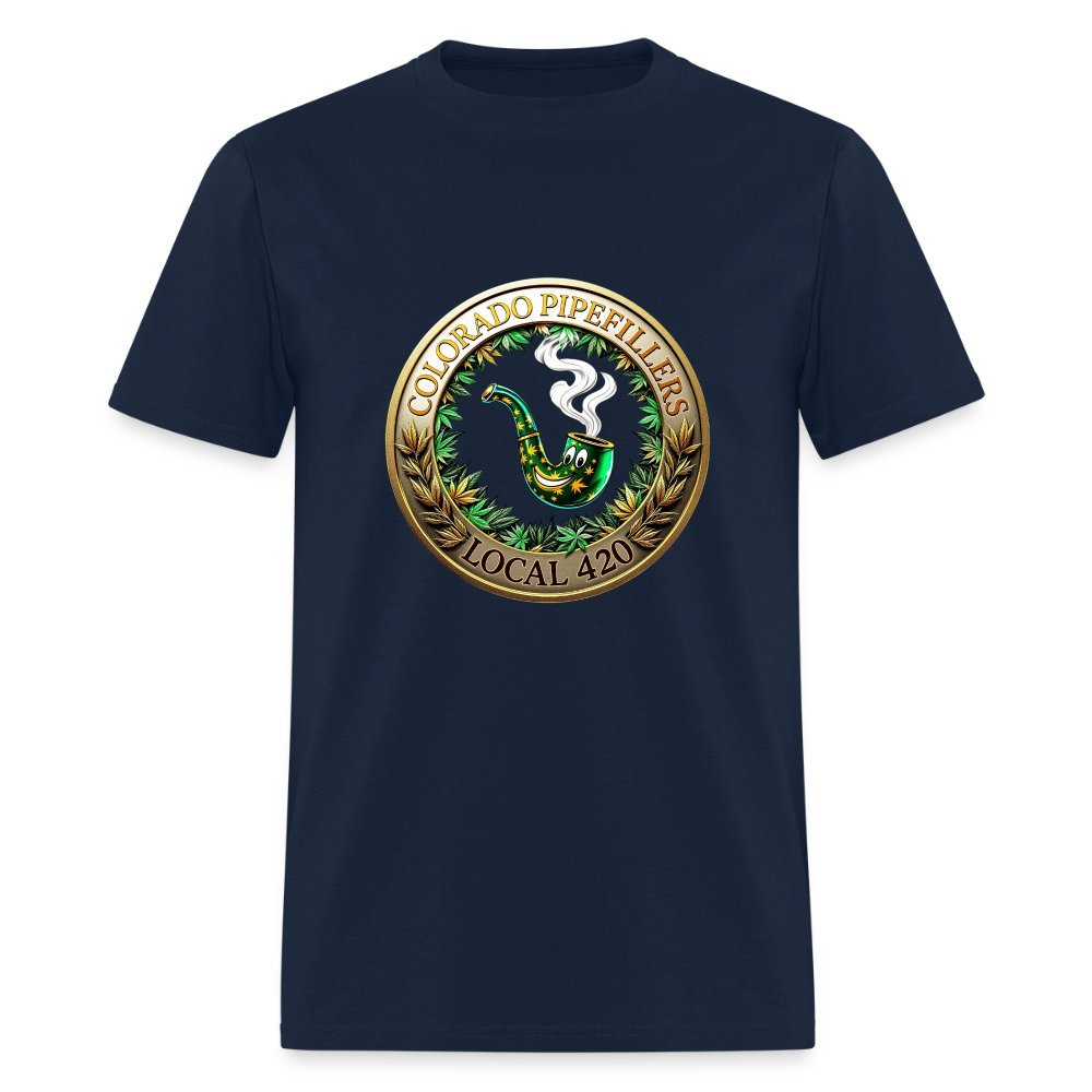 COLORADO PIPEFILLERS LOCAL 420 F/B EMBLEMS Men's T-Shirt - navy