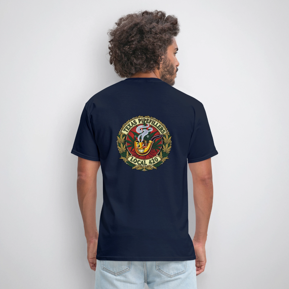 TEXAS PIPEFILLERS LOCAL 420 F.B DESIGN Men's T-Shirt - navy