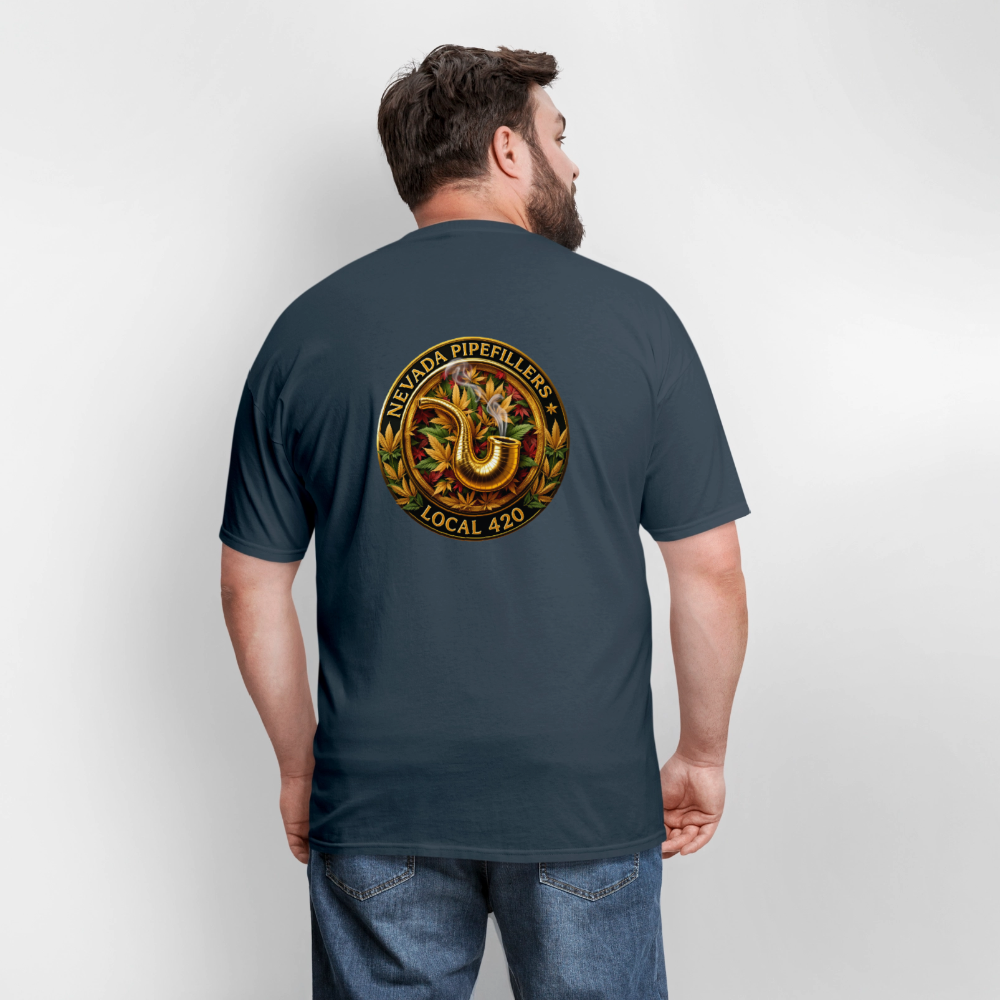 NEVADA PIPEFILLERS LOCAL 420 F/B DESIGN Men's T-Shirt -  blue dusk