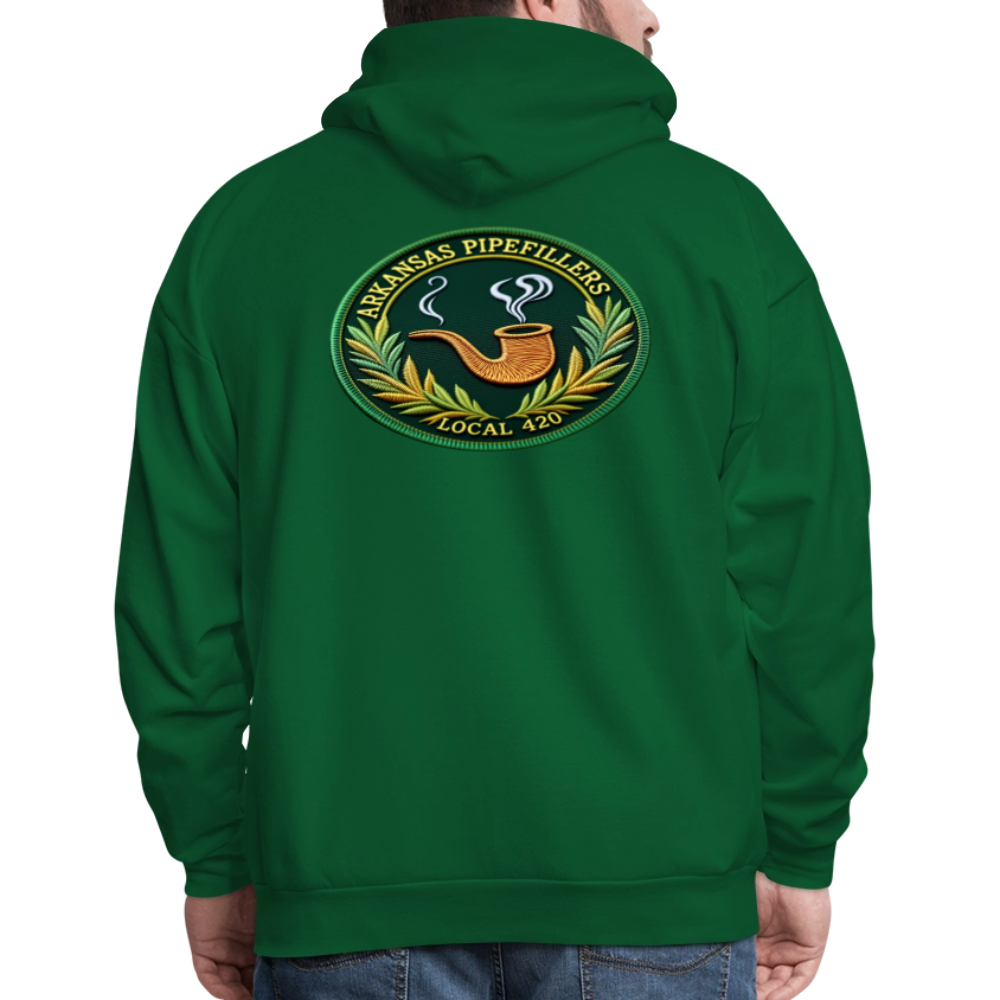 ARKANSAS PIPEFILLERS LOCAL 420 F/B EMBLEMS  Men's Hoodie - forest green