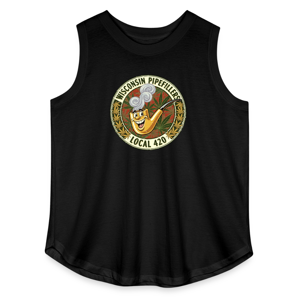 WISCONSIN PIPEFILLERS LOCL 420 F/B DESIGN Women's Curvy Relaxed Tank Top - black