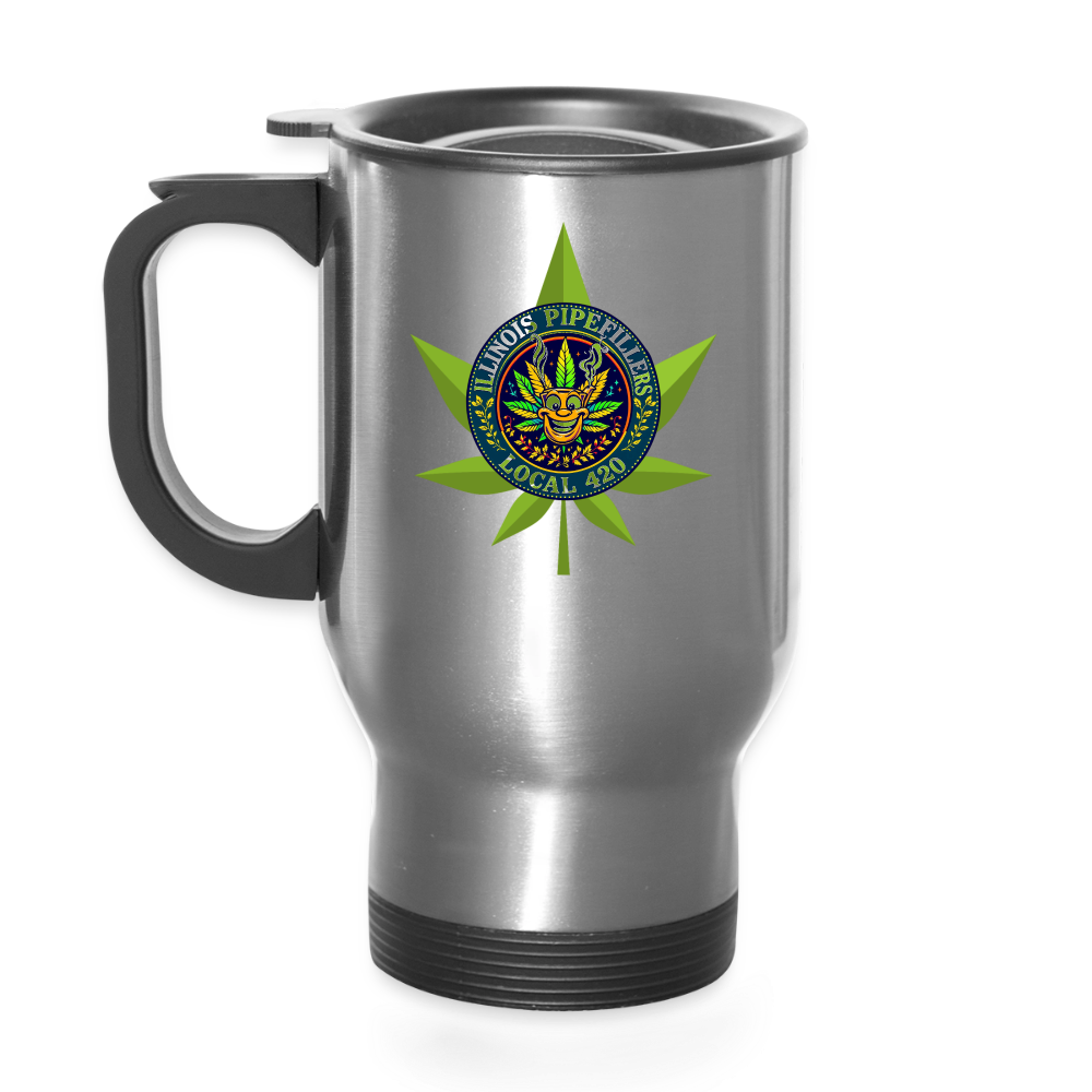 ILLINOIS PIPEFILLERS LOCAL 420 14oz Stainless Steel Travel Mug - silver