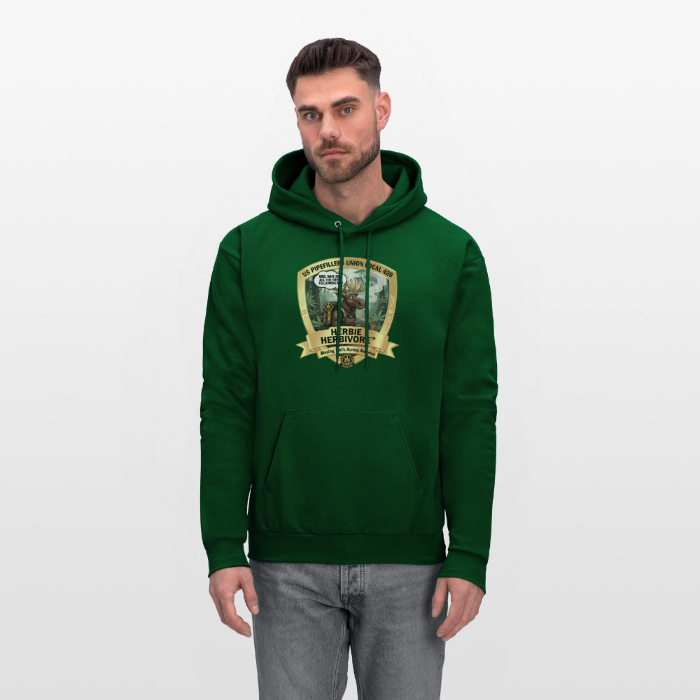 NEW ENGLAND PIPEFILLERS LOCAL 420 HERBIE HERBIVORE F/B EMBLEMS Men's Hoodie - forest green