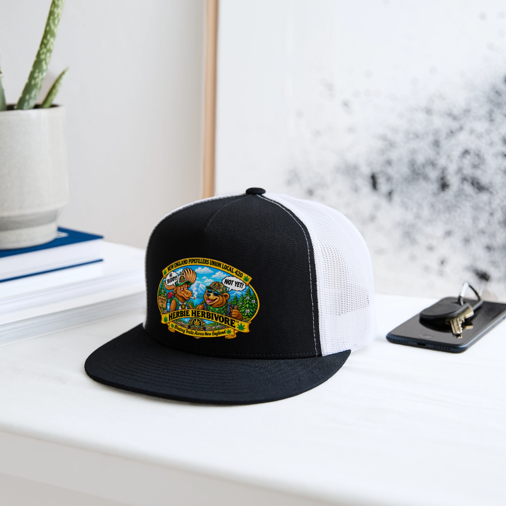 HERBIVE HERBIVORE HI BUDDY NEW ENGLAND PIPEFILLERS UNION LOCAL 420 Trucker Cap - black/white