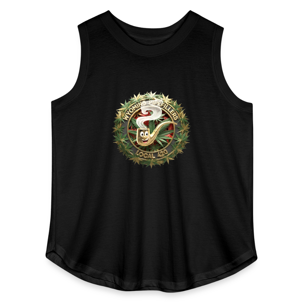 WYOMING PIPEFILLERS LOCAL 420 F/B DESIGN Women's Curvy Relaxed Tank Top - black