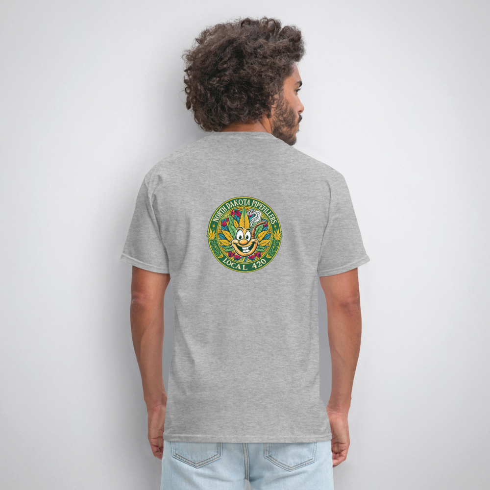 NORTH DAKOTA PIPEFILLERS LOCAL 420 F/B 2 DESIGNS Men's T-Shirt - heather gray