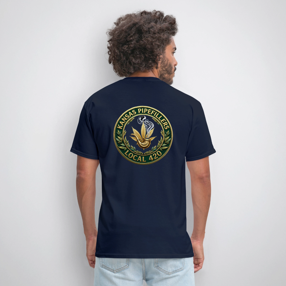 KANSAS PIPEFILLERS LOCAL 420 F/B DESIGNS Men's T-Shirt - navy
