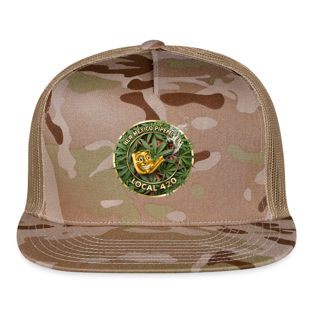 NEW MEXICO PIPEFILLERS LOCAL 420 CAMO Trucker Hat - MultiCam\tan
