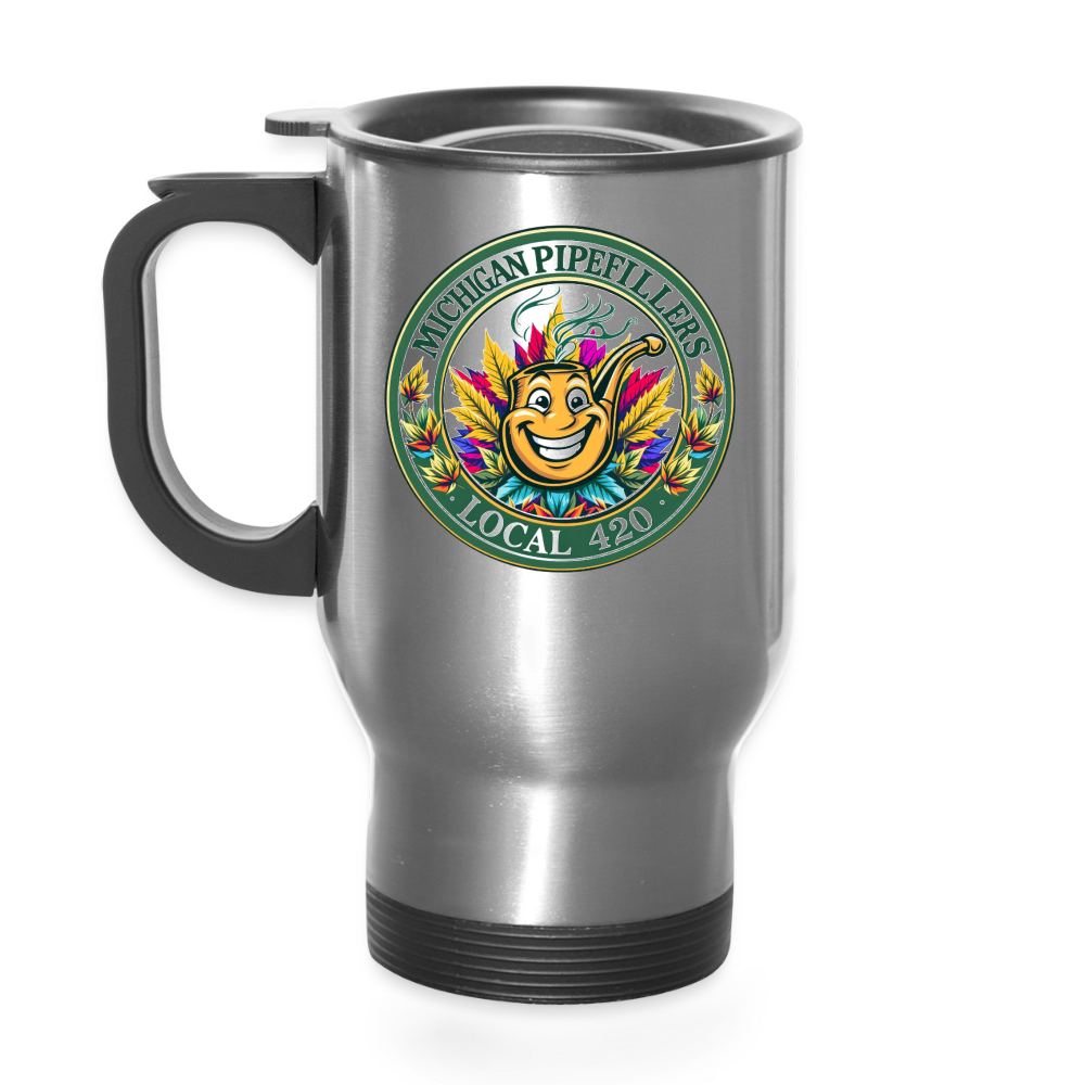 MICHIGAN PIPEFILLERS LOCAL 420 14oz Stainless Steel Travel Mug - silver