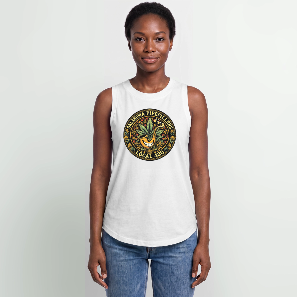 OKLAHOMA PIPEFILLERS LOCAL 420 Women's Relaxed Tank Top - white
