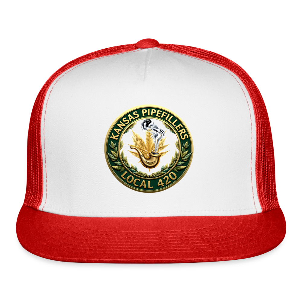 KANSAS PIPEFILLERS LOCAL 420 Trucker Hat - white/red