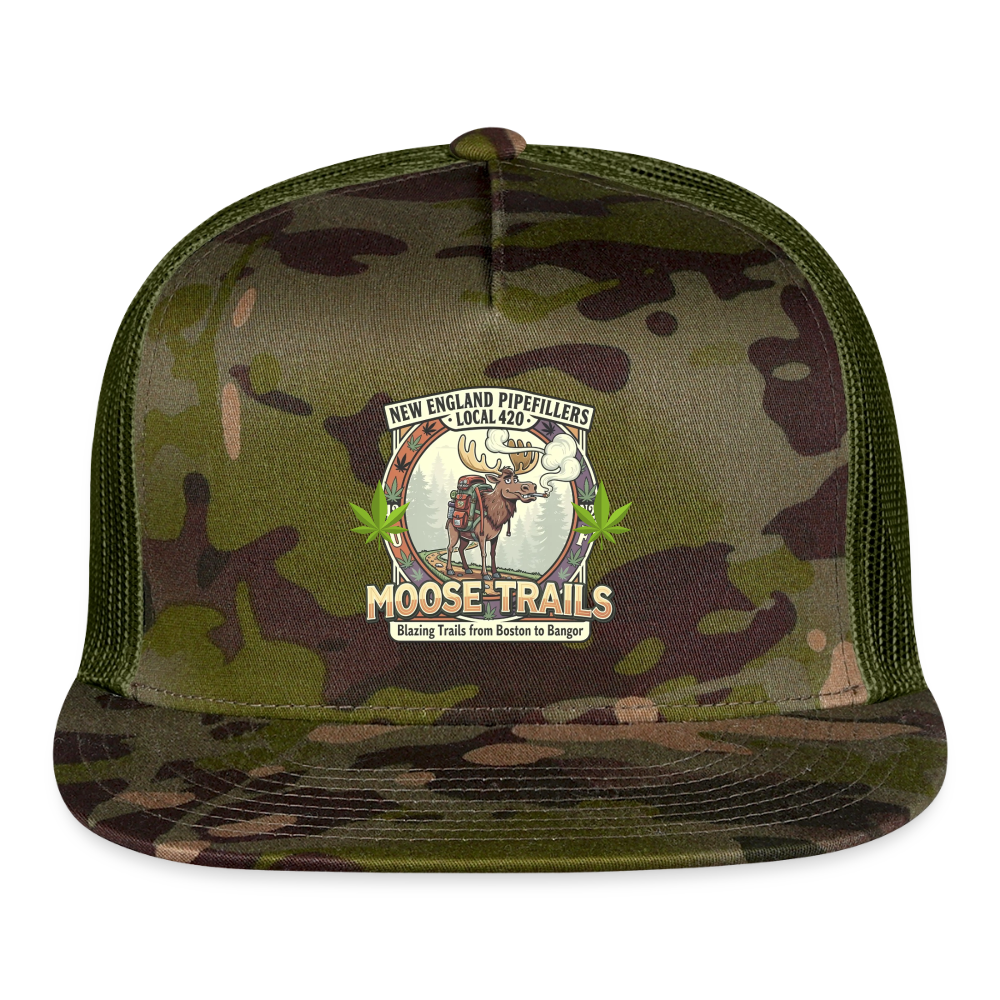 NEW ENGLAND PIPEFILLERS LOCAL 420 "MOOSE TRAILS" Camo Snapback Trucker Hat - MultiCam\green