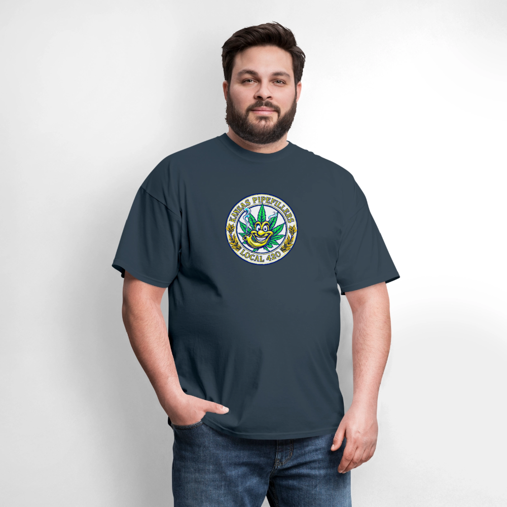 KANSAS PIPEFILLERS LOCAL 420 F/B DESIGNS Men's T-Shirt -  blue dusk