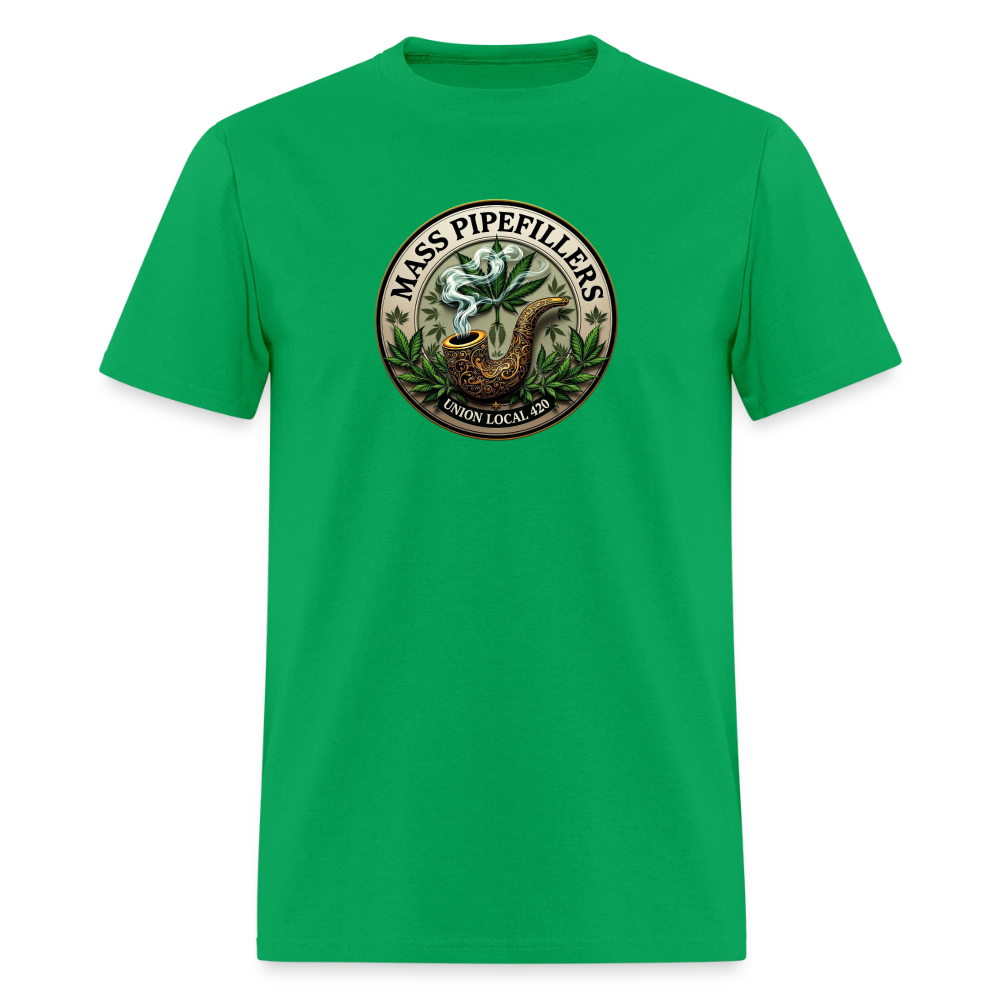 MASS PIPEFILLERS LOCAL 420 2 EMBLEM Men's T-Shirt - bright green