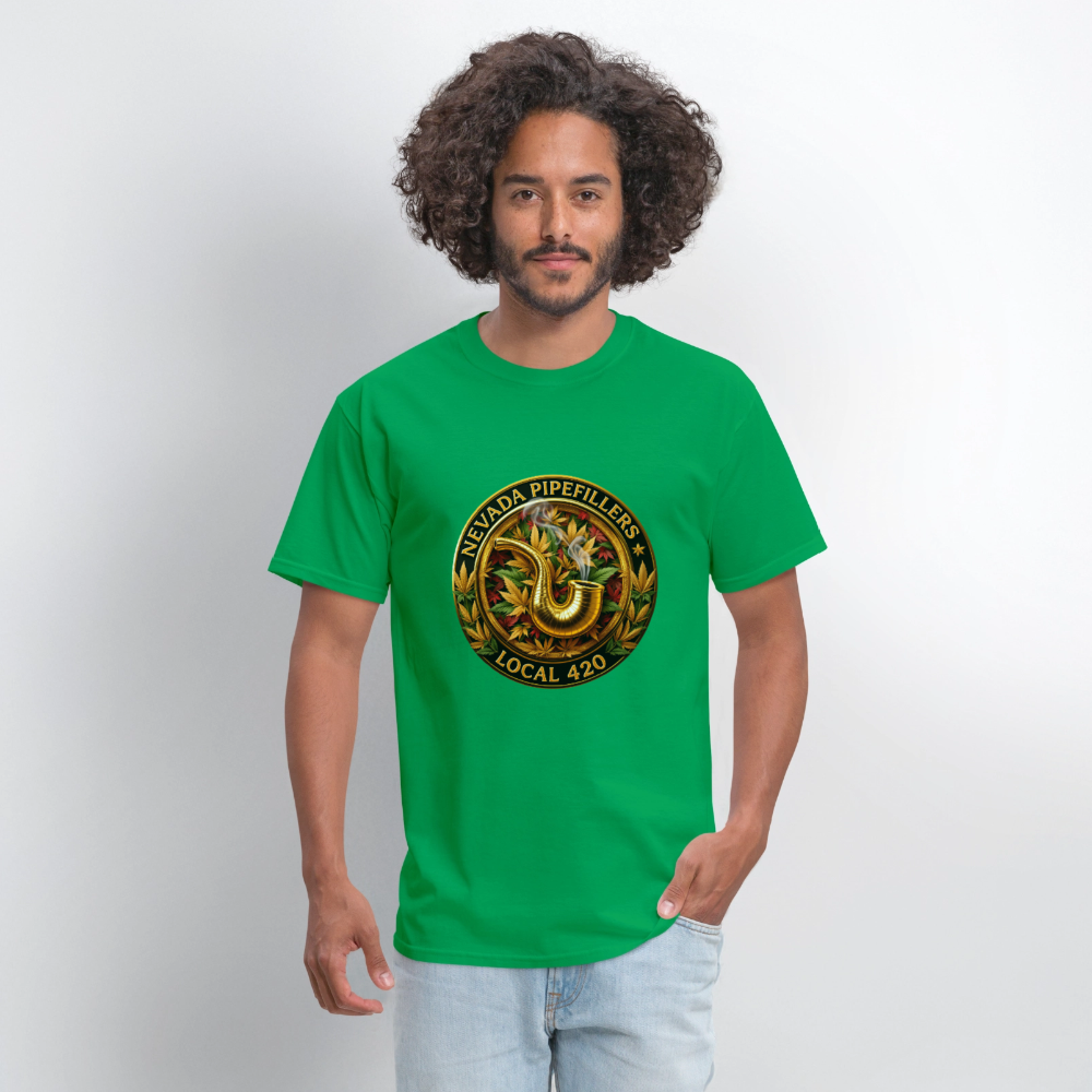 NEVADA PIPEFILLERS LOCAL 420  Men's T-Shirt - bright green