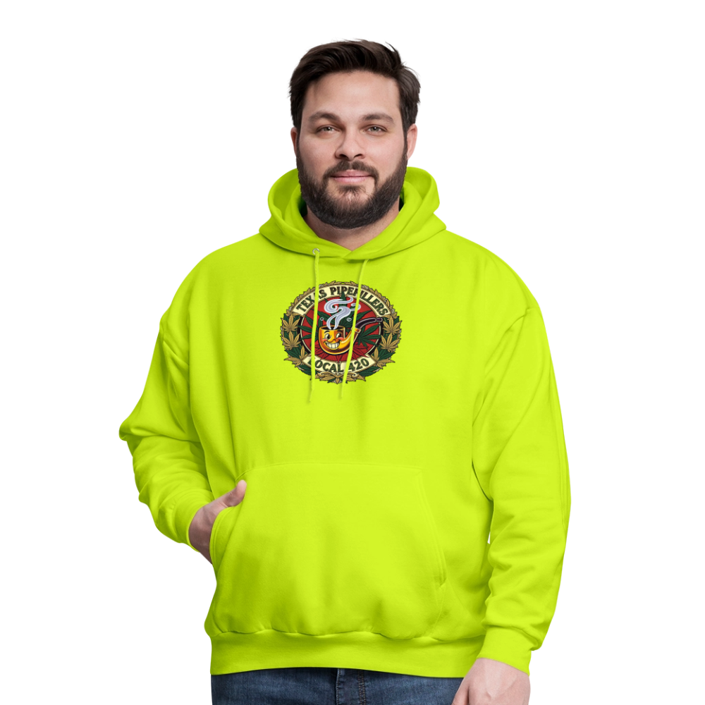TEXAS PIPEFILLERS LOCAL 420 F.B DESIGN Men's Hoodie - safety green