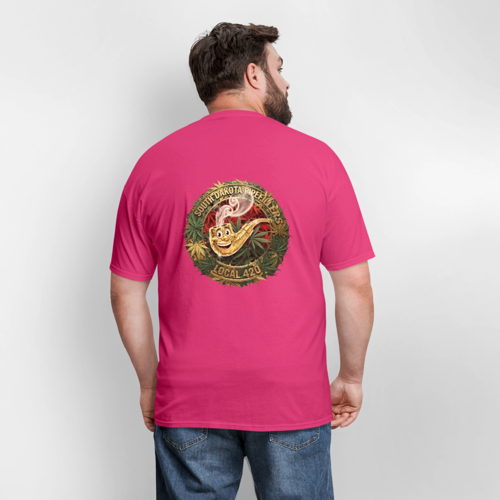 SOUTH DAKOTA PIPEFILLERS LOCAL 420  F/B DESIGN Men's T-Shirt - fuchsia
