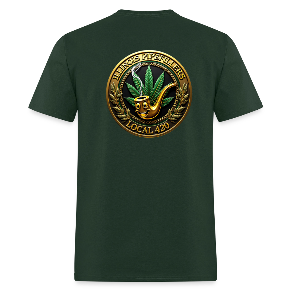 ILLINOIS PIPEFILLERS LOCAL 420 F/B EMBLEMS Men's T-Shirt - forest green