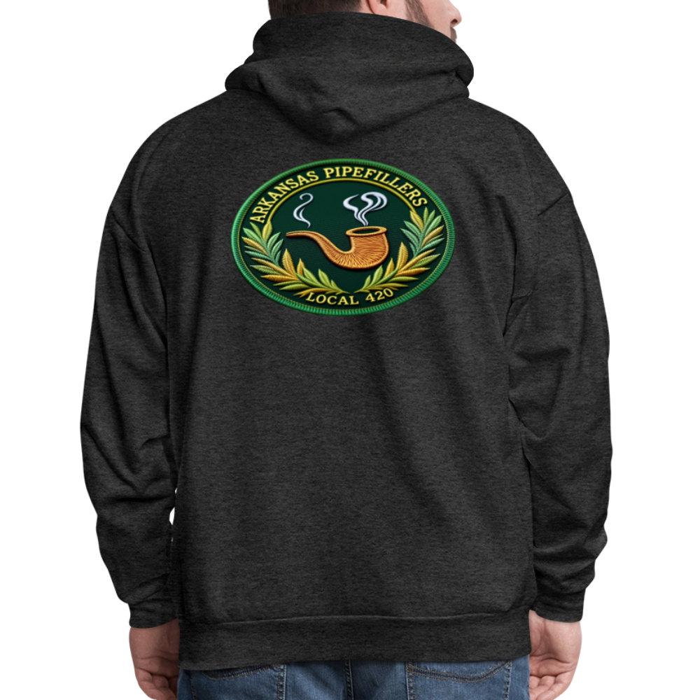 ARKANSAS PIPEFILLERS LOCAL 420 F/B EMBLEMS  Men's Hoodie - charcoal grey