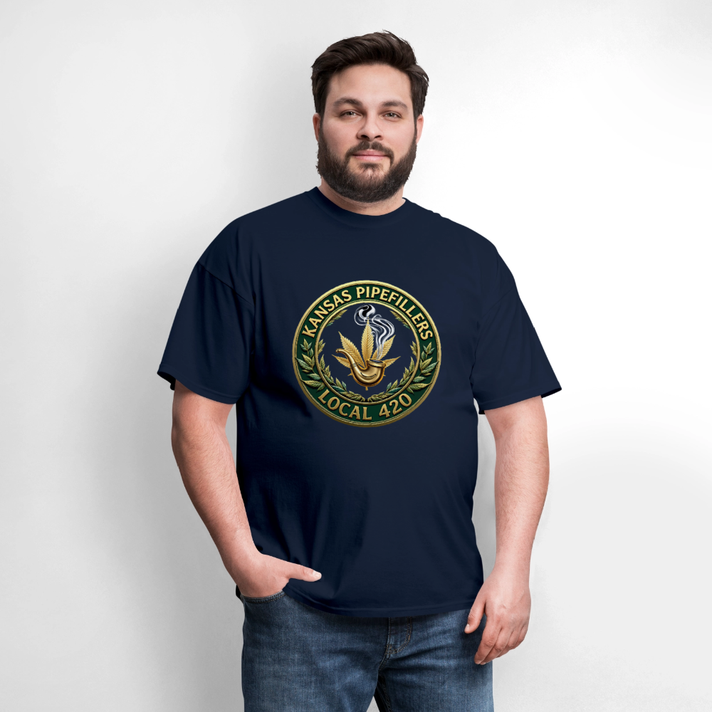 KANSAS PIPEFILLERS LOCAL 420 F/B DESIGNS Men's T-Shirt - navy