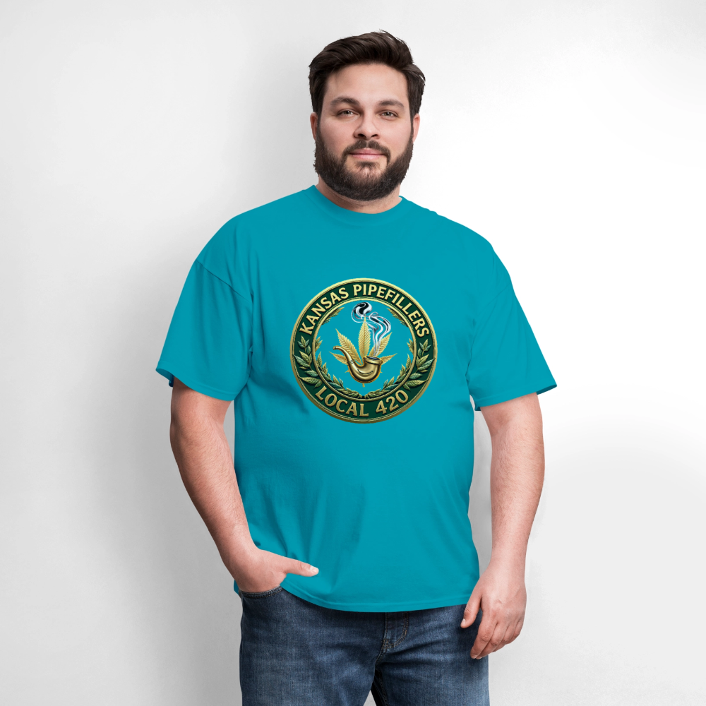 KANSAS PIPEFILLERS LOCAL 420 F/B DESIGNS Men's T-Shirt - turquoise