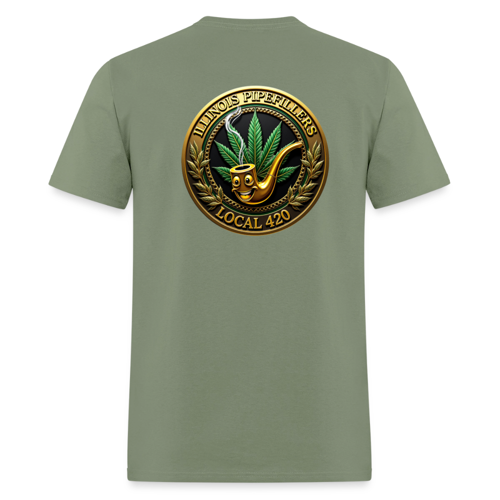 ILLINOIS PIPEFILLERS LOCAL 420 F/B EMBLEMS Men's T-Shirt - military green