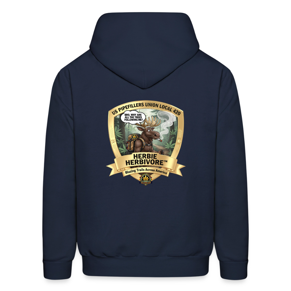 NEW ENGLAND PIPEFILLERS LOCAL 420 HERBIE HERBIVORE F/B EMBLEMS Men's Hoodie - navy