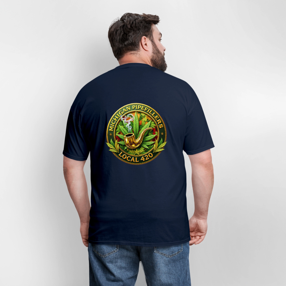 MICHIGAN PIPEFILLERS LOCAL 420 F/B DESIGN Men's T-Shirt - navy