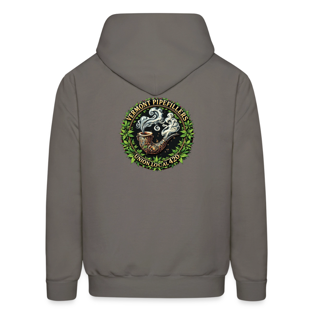 VERMONT PIPEFILLERS LOCAL 420 2 EMBLEM Men's Hoodie - asphalt gray