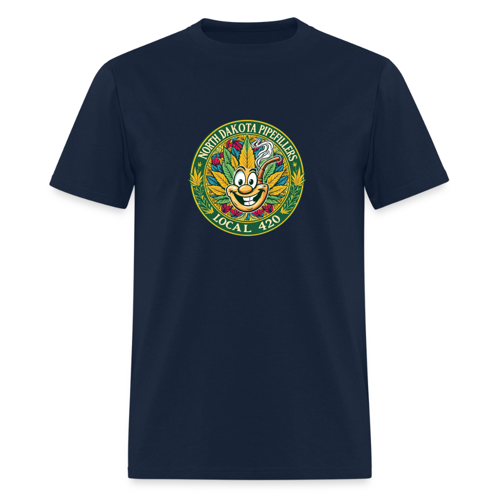 NORTH DAKOTA PIPEFILLERS LOCAL 420 F/B 2 DESIGNS Men's T-Shirt - navy