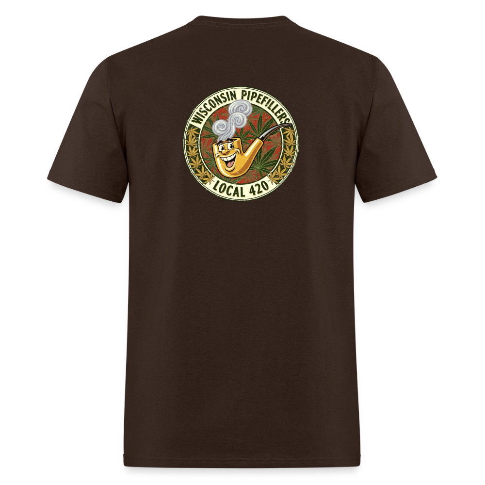 WISCONSIN PIPEFILLERS LOCL 420 F/B DESIGN Men's T-Shirt - brown