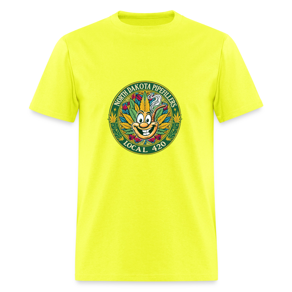 NORTH DAKOTA PIPEFILLERS LOCAL 420 Men's T-Shirt - safety green