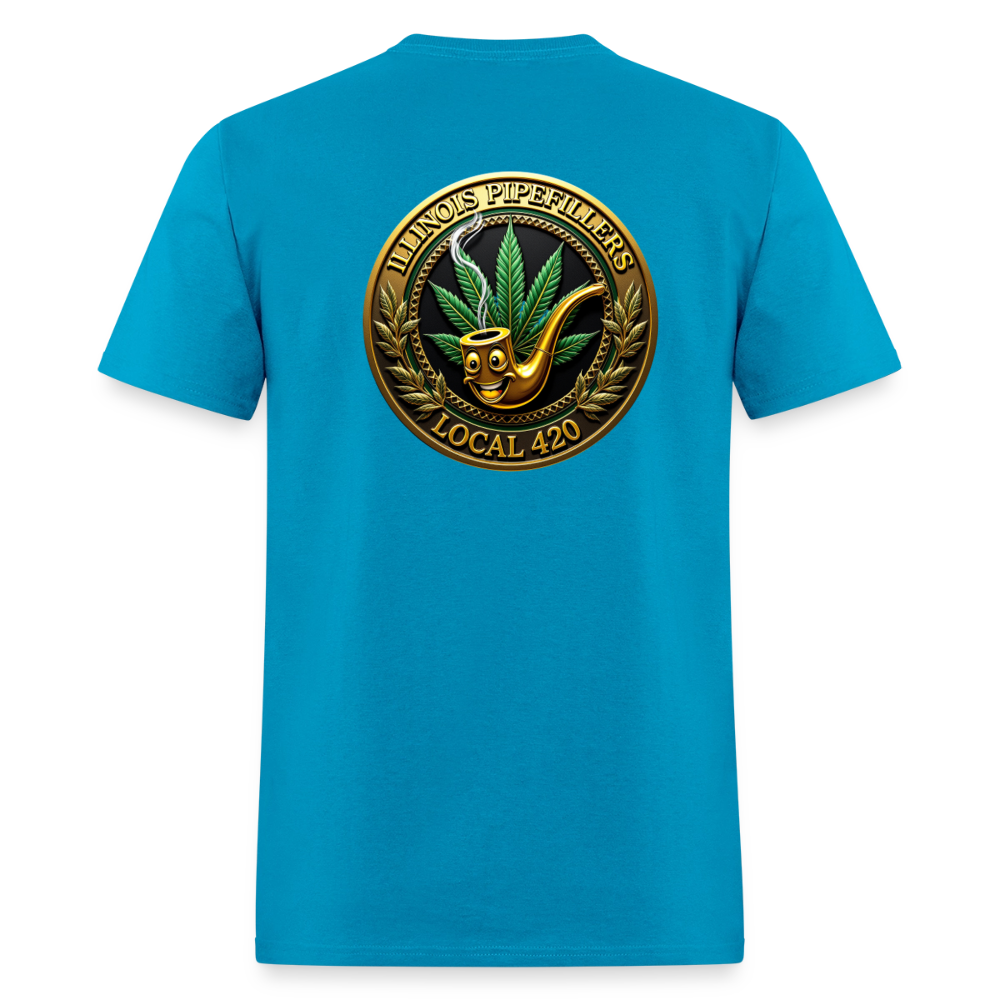 ILLINOIS PIPEFILLERS LOCAL 420 F/B EMBLEMS Men's T-Shirt - turquoise