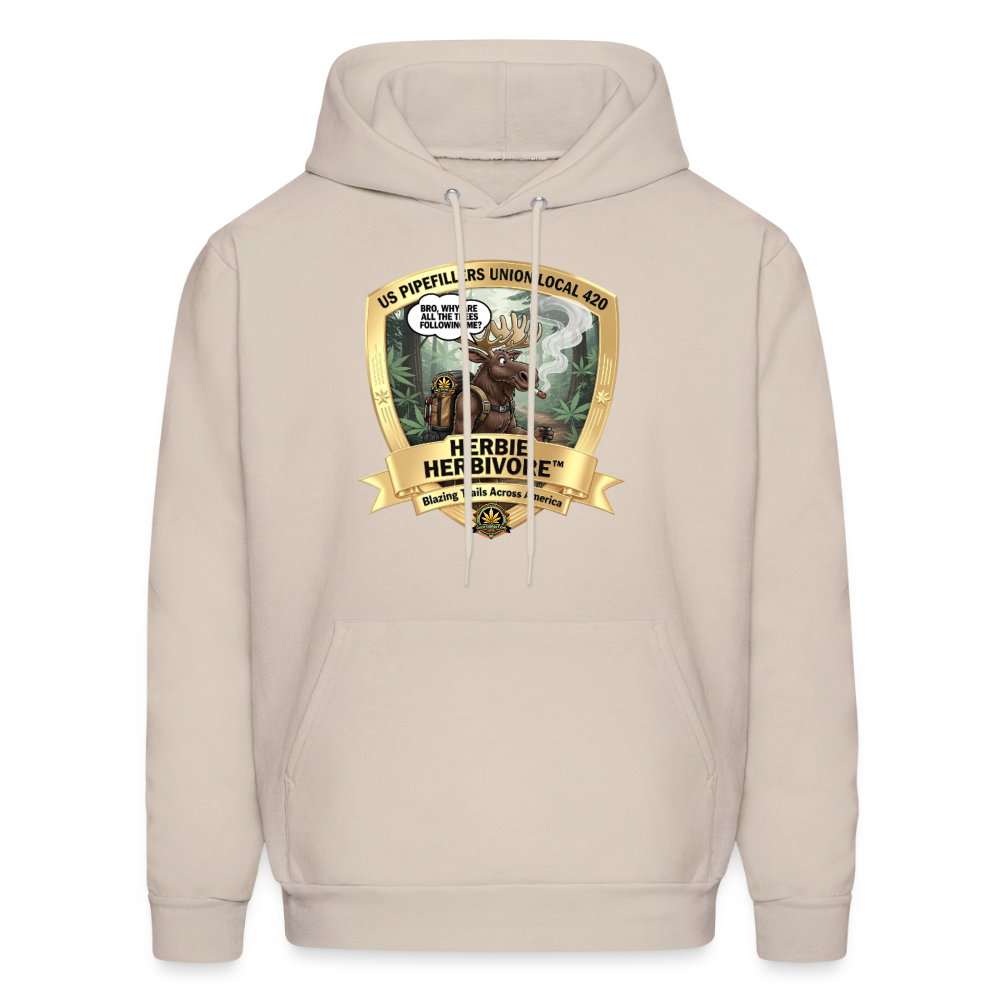 NEW ENGLAND PIPEFILLERS LOCAL 420 HERBIE HERBIVORE F/B EMBLEMS Men's Hoodie - Sand