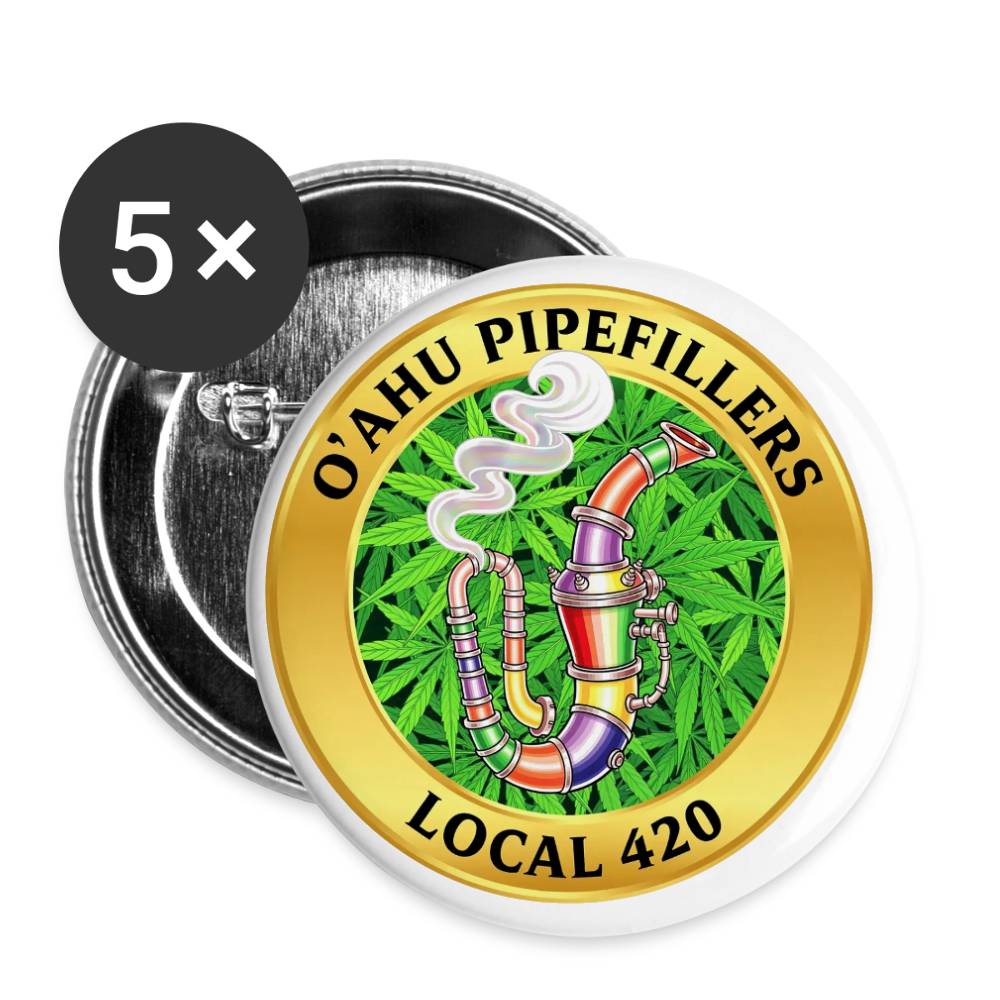 O'AHU PIPEFILLERS LOCAL 420 Union Buttons small 1'' (5-pack) - white