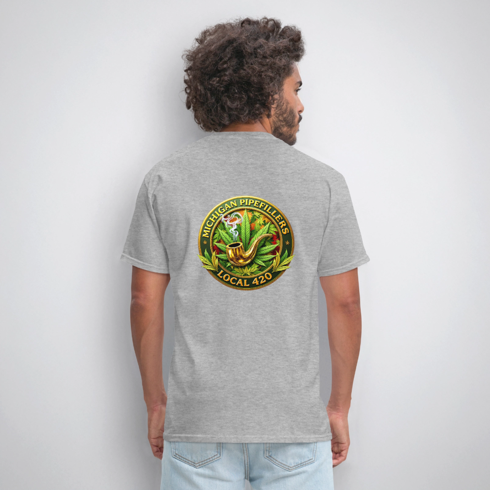 MICHIGAN PIPEFILLERS LOCAL 420 F/B DESIGN Men's T-Shirt - heather gray