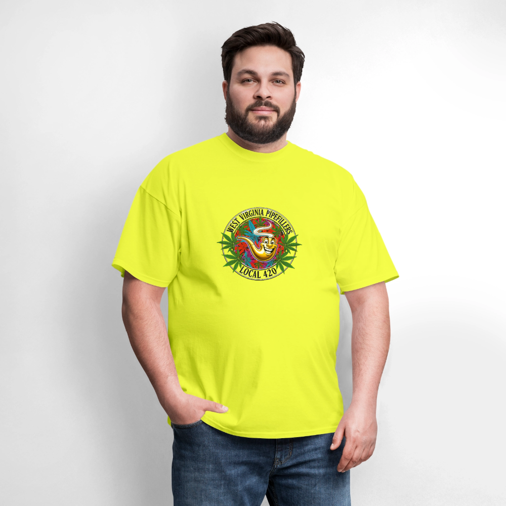 WEST VIRGINIA PIPEFILLERS LOCAL 420 F/B DESIGN Men's T-Shirt - safety green