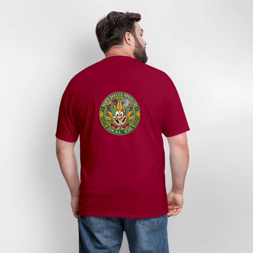 NORTH DAKOTA PIPEFILLERS LOCAL 420 F/B 2 DESIGNS Men's T-Shirt - true red