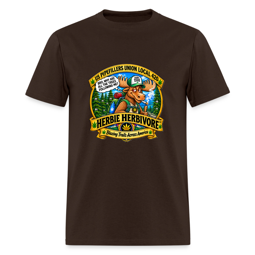 HERBIE HERBIVOR"BRO" US PIPEFILLERS LOCAL 420 Soft Cotton Tee - brown