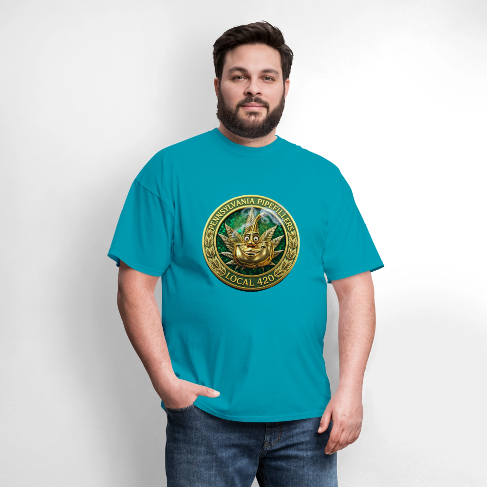 PENNSYLVANIA PIPEFILLERS LOCAL 420 F/B DESIGNS Men's T-Shirt - turquoise