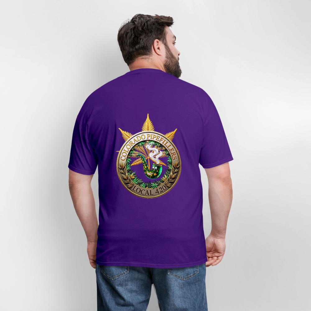 COLORADO PIPEFILLERS LOCAL 420 F/B EMBLEMS Men's T-Shirt - purple