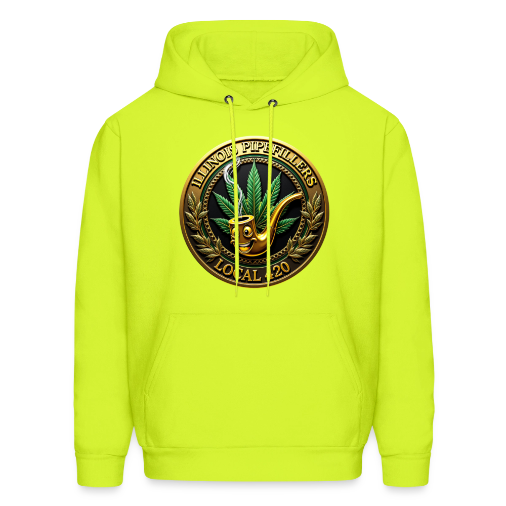 ILLINOIS PIPEFILLERS LOCAL 420 Men's Hoodie - safety green
