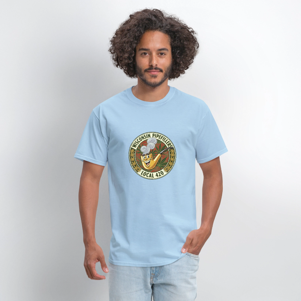WISCONSIN PIPEFILLERS LOCL 420 Men's T-Shirt - powder blue