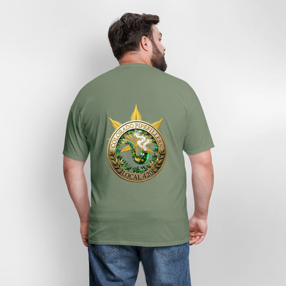 COLORADO PIPEFILLERS LOCAL 420 F/B EMBLEMS Men's T-Shirt - military green