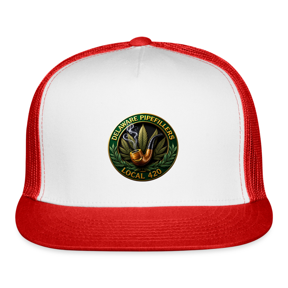 DELAWARE  PIPEFILLERS LOCAL 420 Trucker Hat - white/red