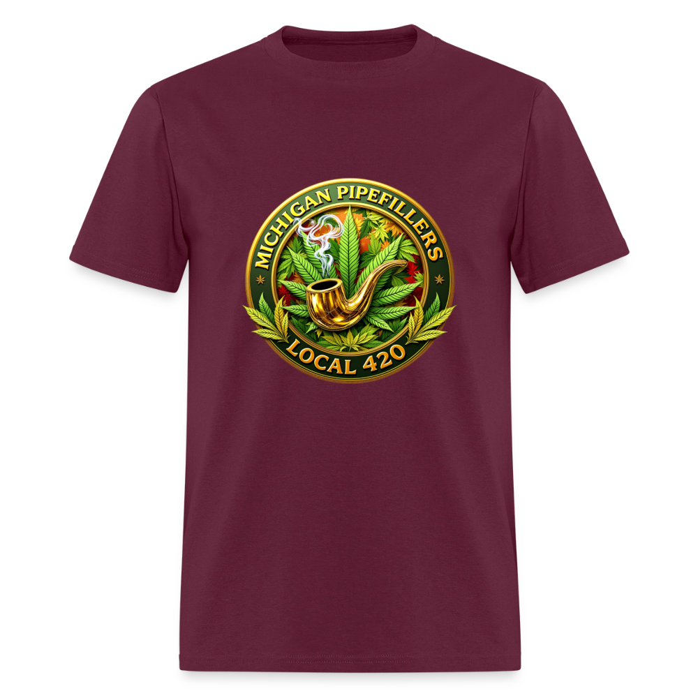 MICHIGAN PIPEFILLERS LOCAL 420 F/B DESIGN Men's T-Shirt - burgundy