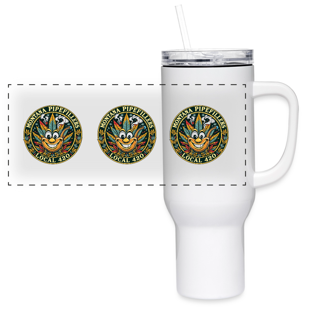 MONTANA PIPEFILLERS LOCAL 420 40oz Stainless Steel Travel Tumbler - white