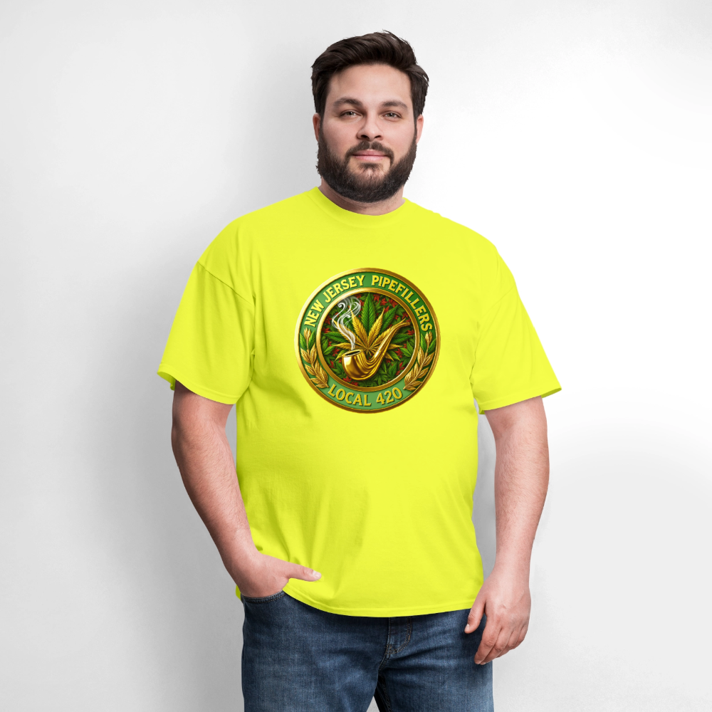 NEW JERSEY PIPEFILLERS LOCAL 420 F/B DESIGN Men's T-Shirt - safety green