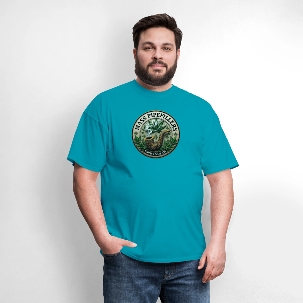 MASS PIPEFILLERS LOCAL 420 2 EMBLEM Men's T-Shirt - turquoise