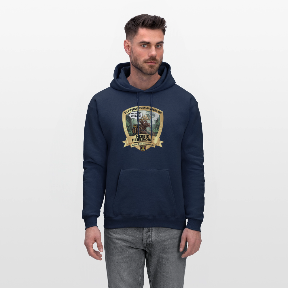 NEW ENGLAND PIPEFILLERS LOCAL 420 HERBIE HERBIVORE F/B EMBLEMS Men's Hoodie - navy
